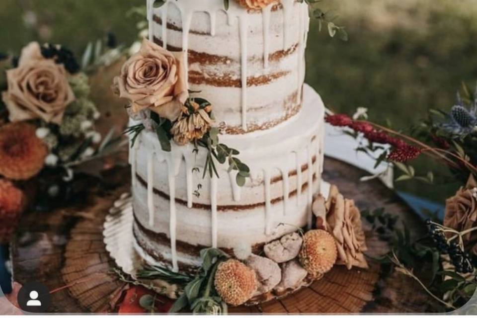 3 tier boho drip cake