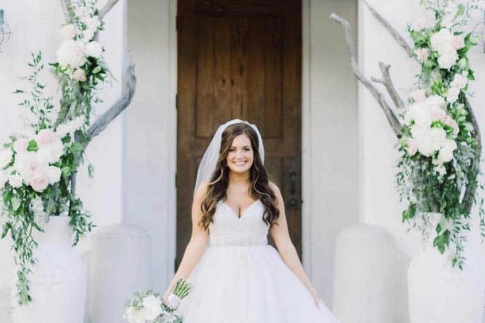 Bride posing in dress