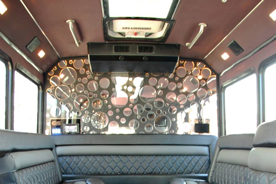 Inside 16 passenger bus