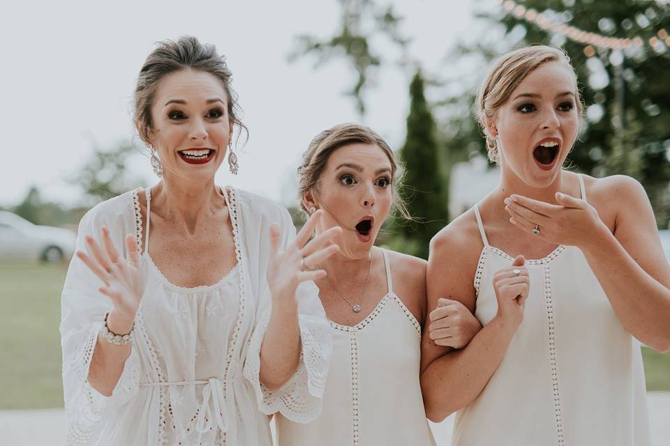 Bride and her bridesmaids