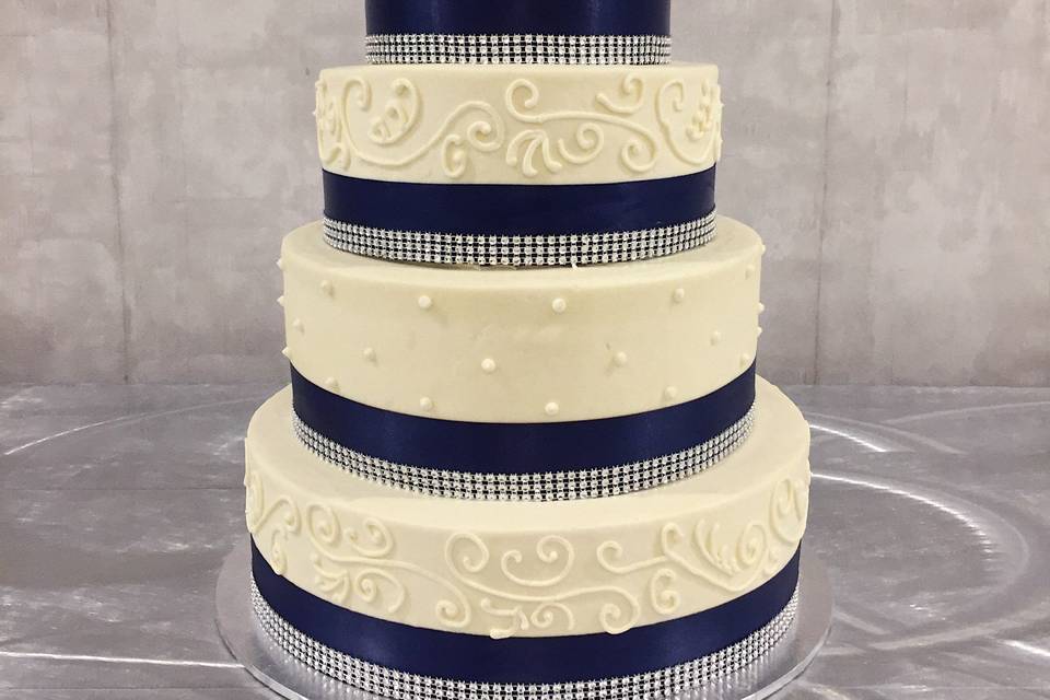 4 tier with ribbon & textures