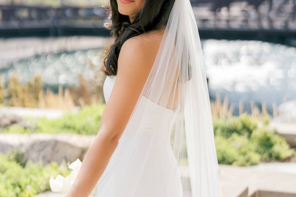 Bride along the Chicago River
