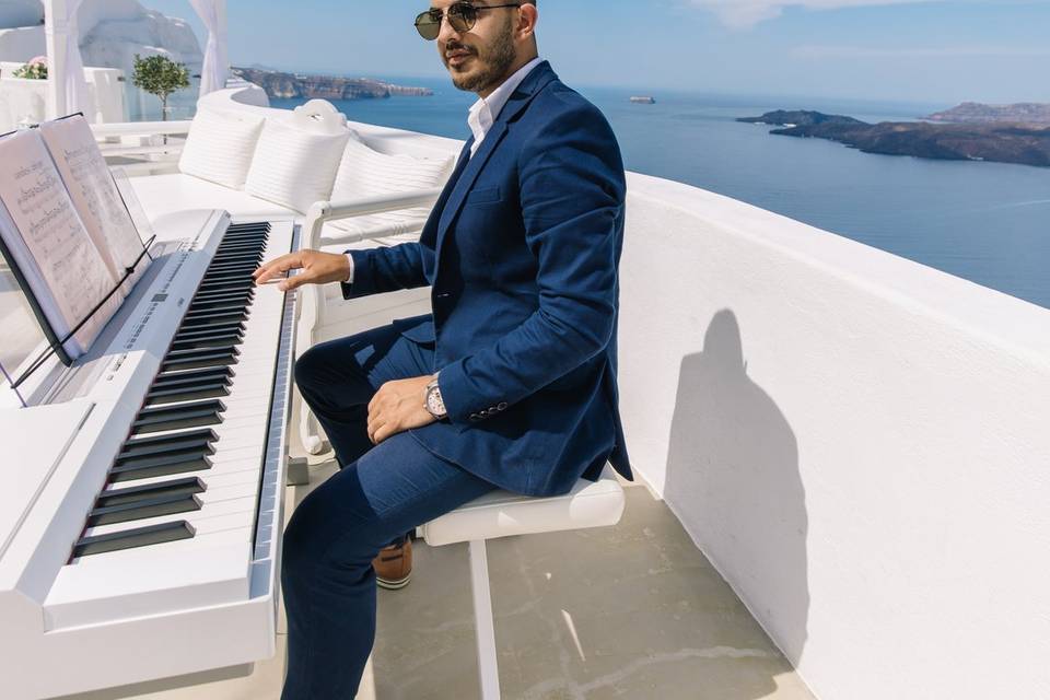 Sunset Piano Notes Santorini