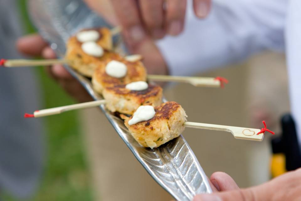 Mini Blue Crab Cakes with spicy remoulade sauce