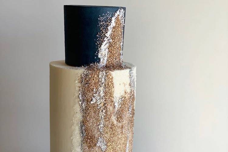 3-Tier Gold and Navy Cake