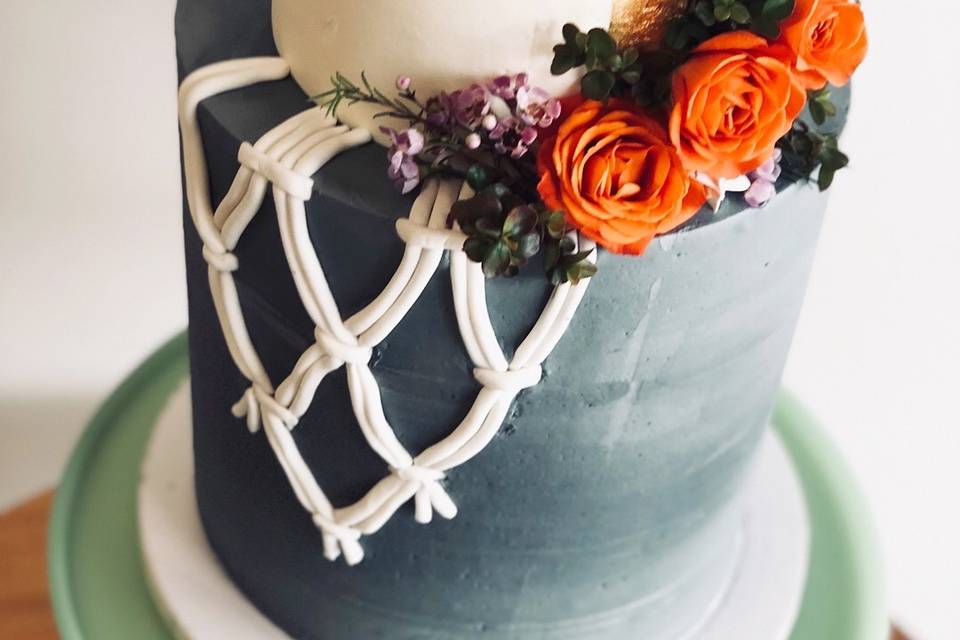 2-Tier Macrame Teal Cake