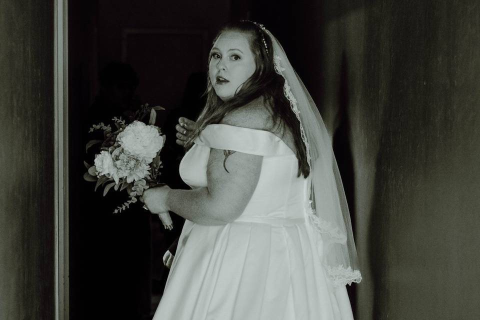 Bride waits to walk down aisle