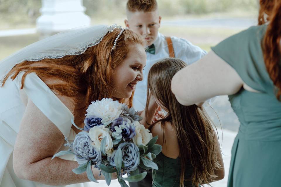 Bride and her flowergirl