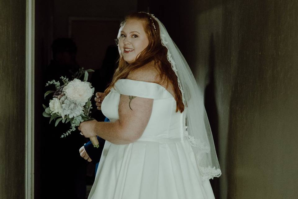 Bride waits to walk down aisle