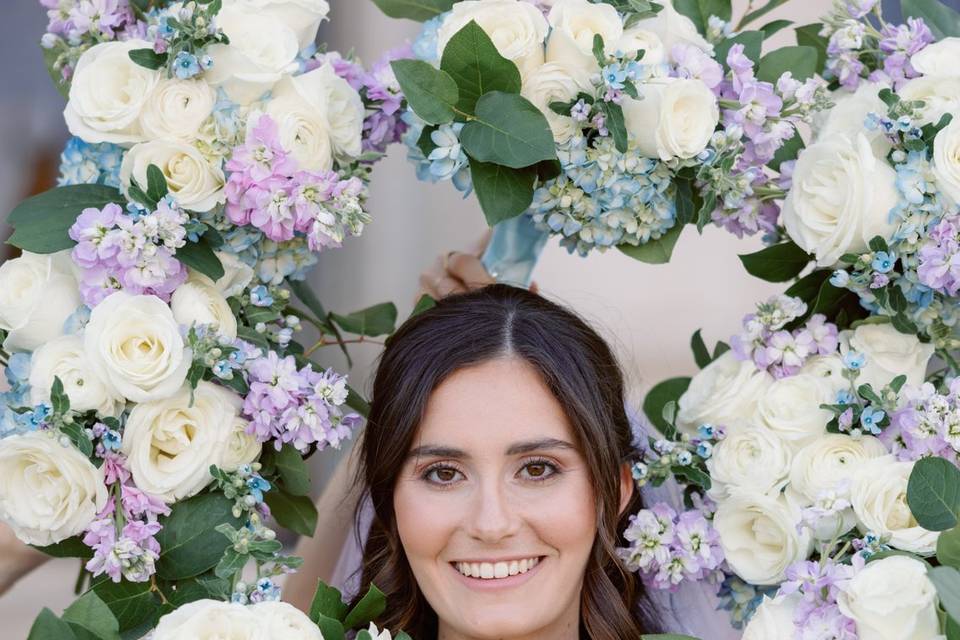 Bride and bouquets