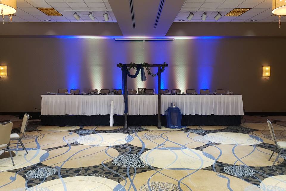 An up lighting  for head table