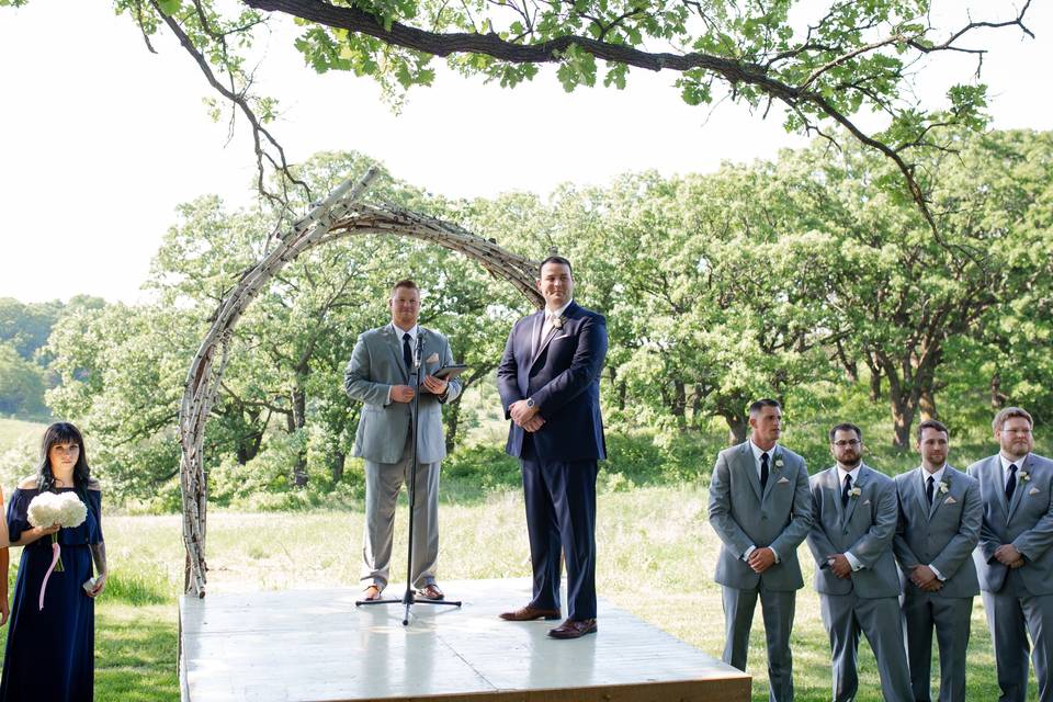 The groom awaits his bride