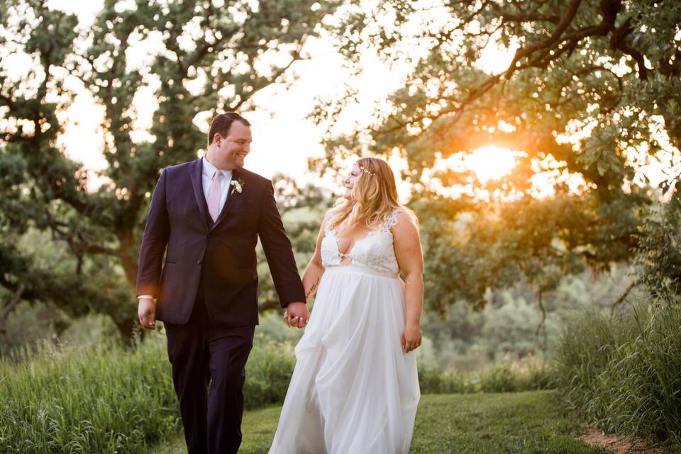 Sundown bride & groom