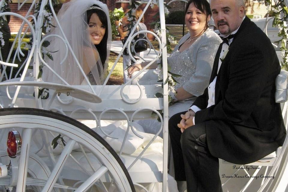 Fanizzi wedding portrait in our Cinderella Pumpkin Carriage