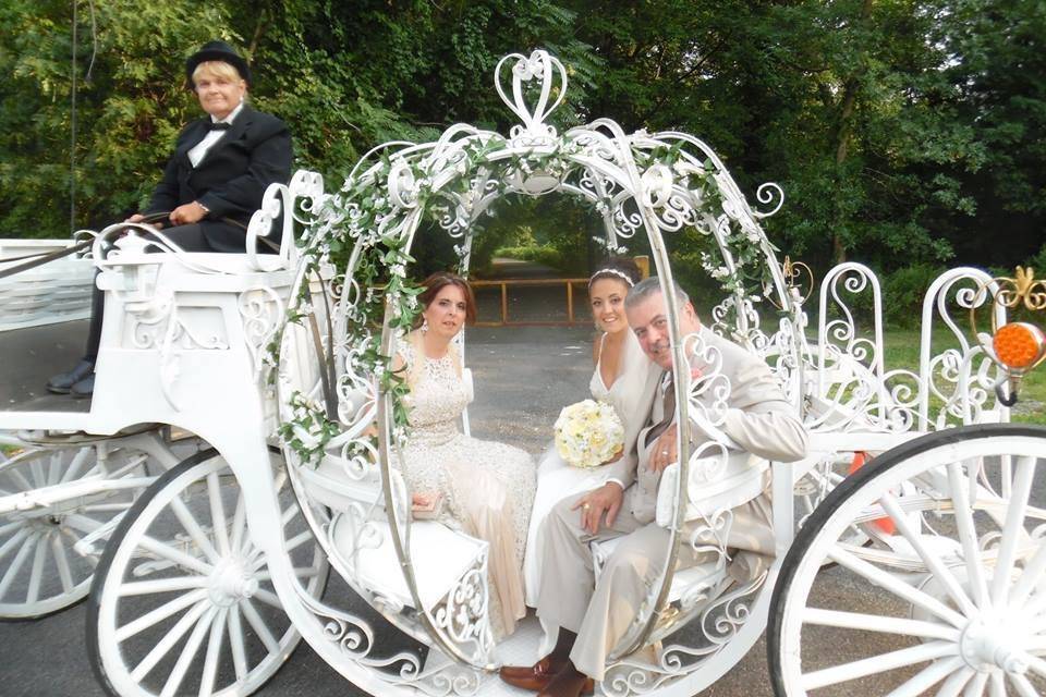 Bride on her way to her wedding at Sea Oaks CC, Little Egg Harbor NJ in our Cinderella Carriage