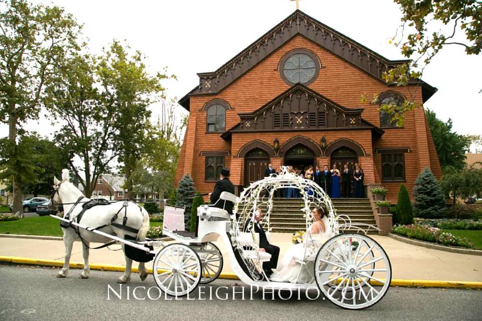 Cinderella in front of church