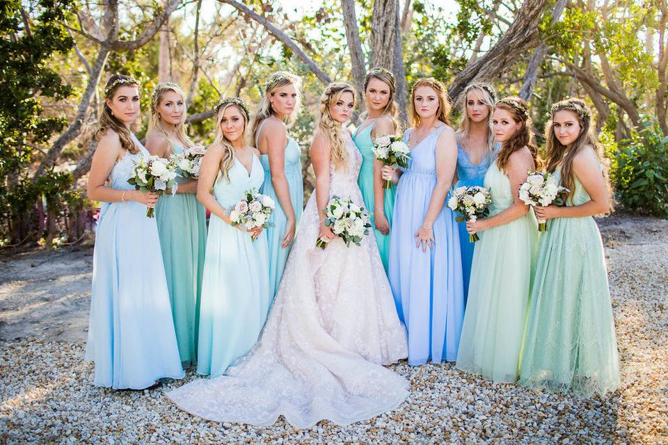 Bride and her bridesmaids