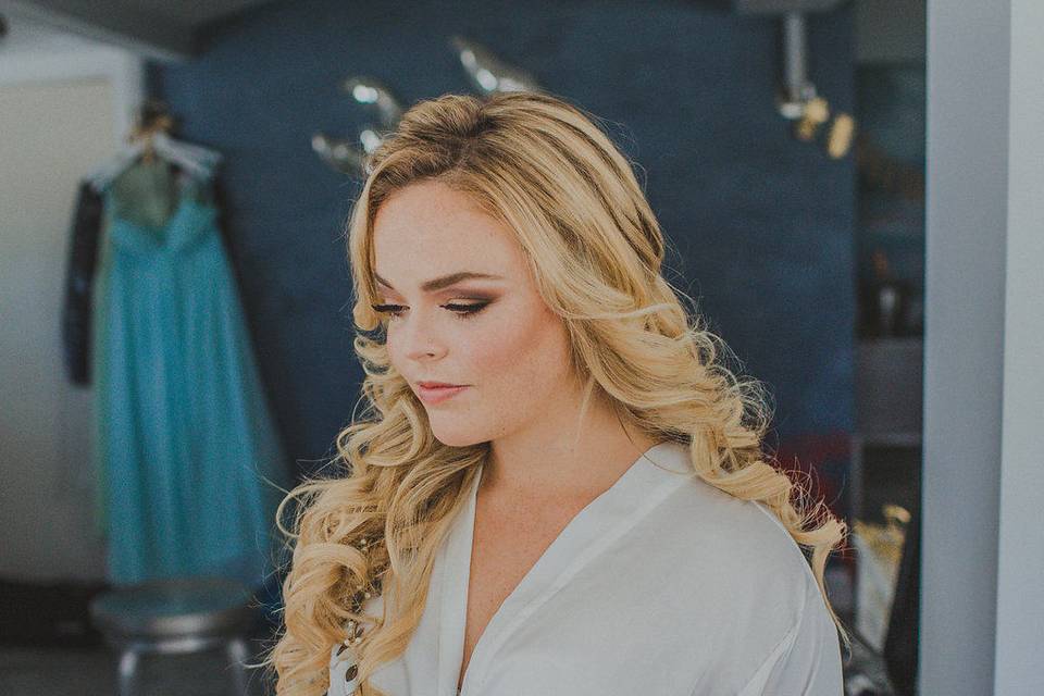 Bride in the dressing area