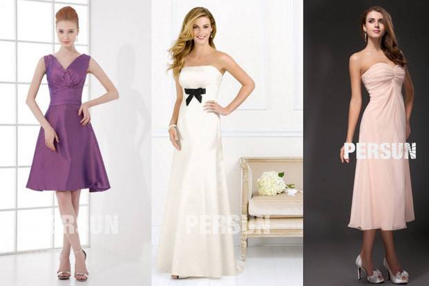 Elegant four colors bridesmaid dresses for women.