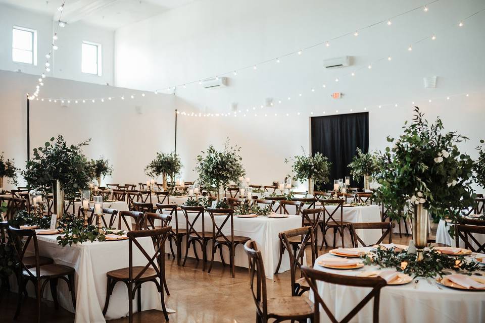 Reception with tall greenery