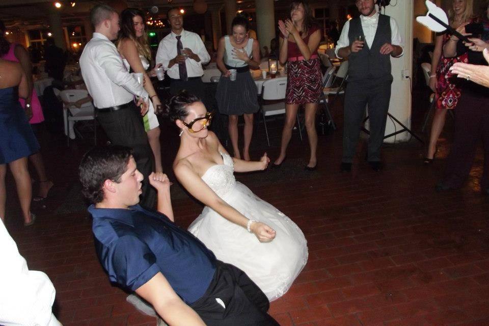 Fun dance by the newlyweds