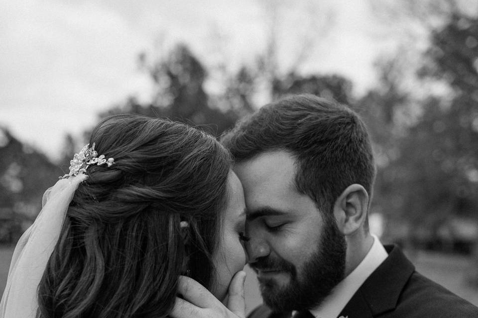 Black and white couple photo