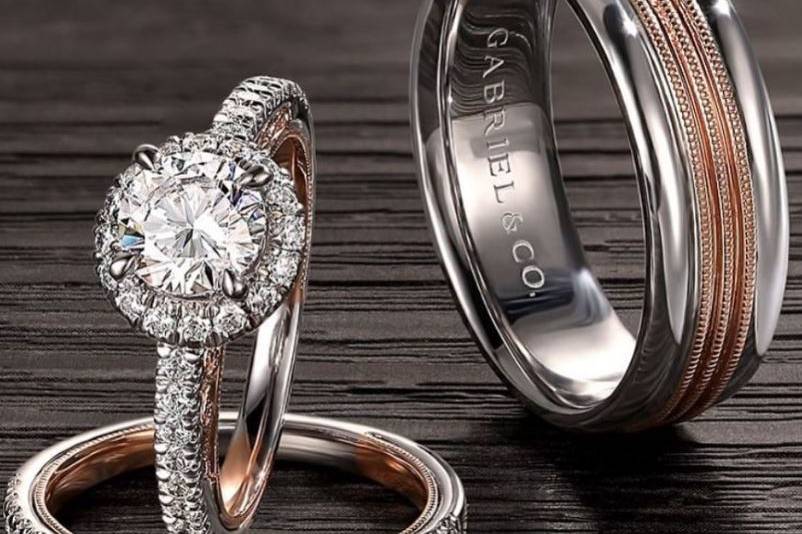 Bride and grooms rings