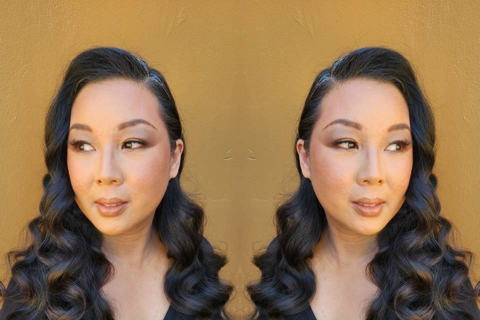 Glam waves on curly hair