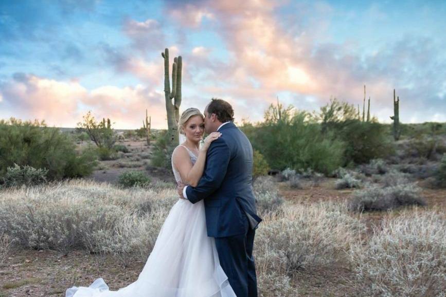 Beautiful bride in the desert