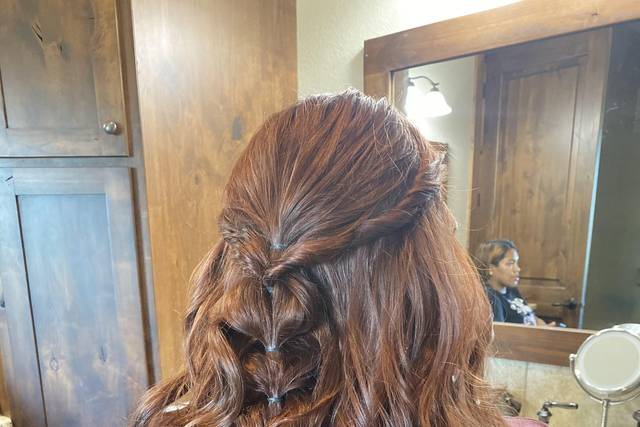 Half up bubble braid