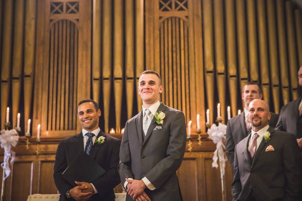 Groom waiting for his bride