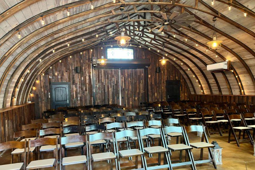 Interior of Quonset barn