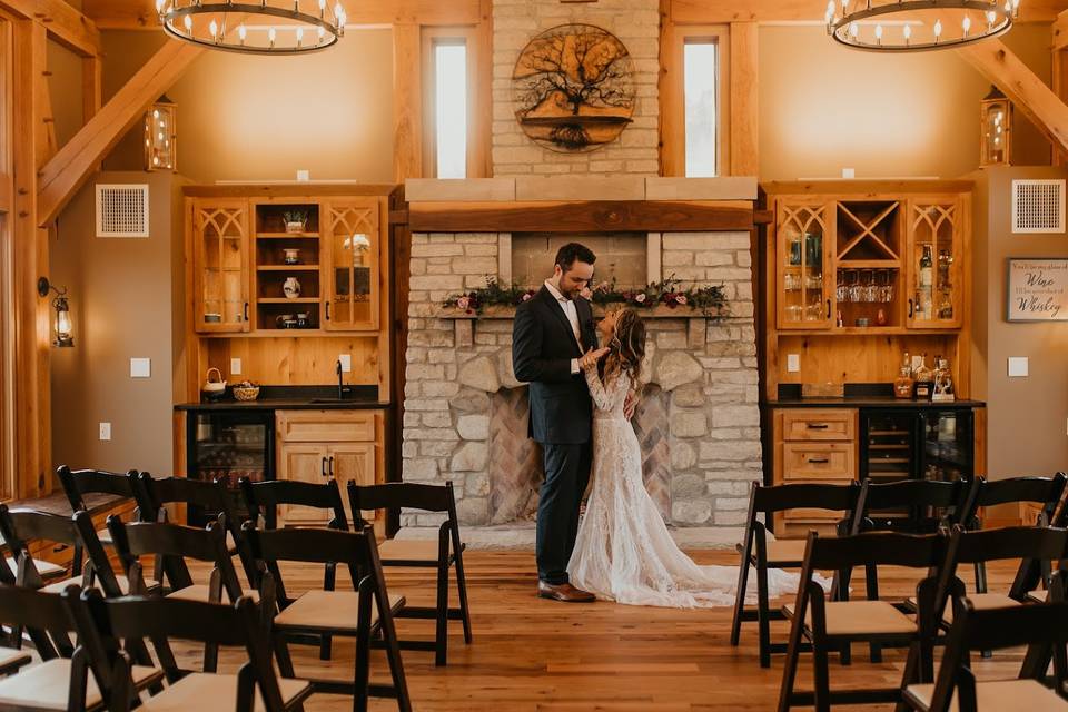 Cabin set up for a ceremony