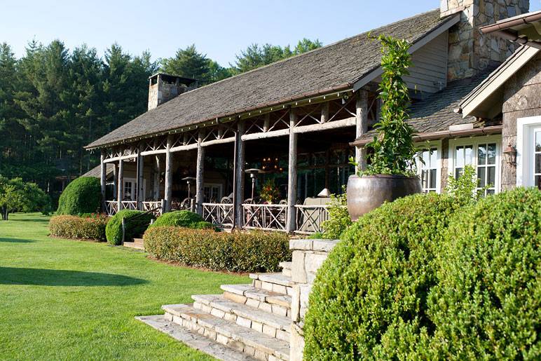 Stone steps up to the porch