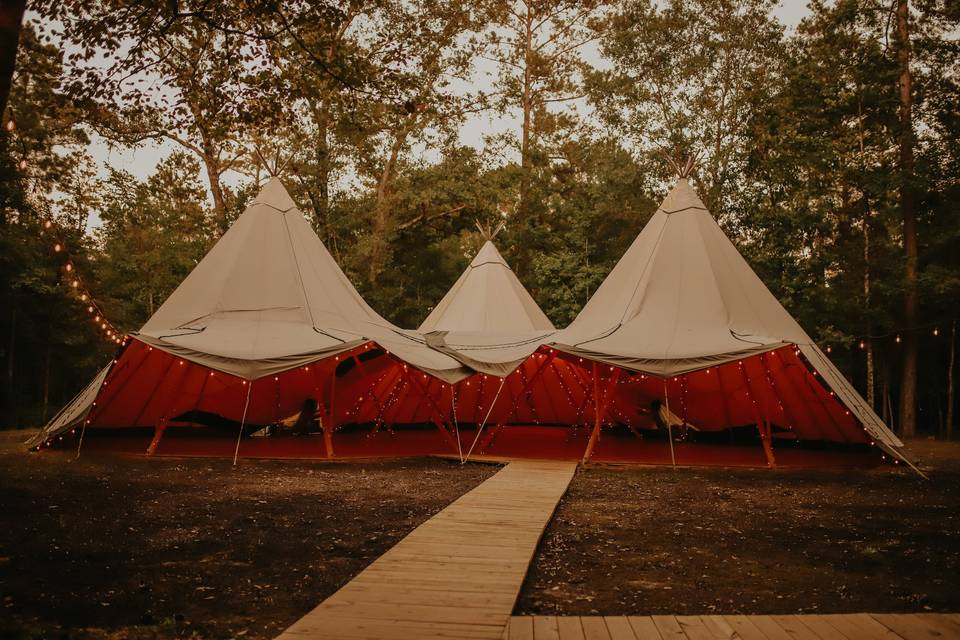 Day view of the tipis