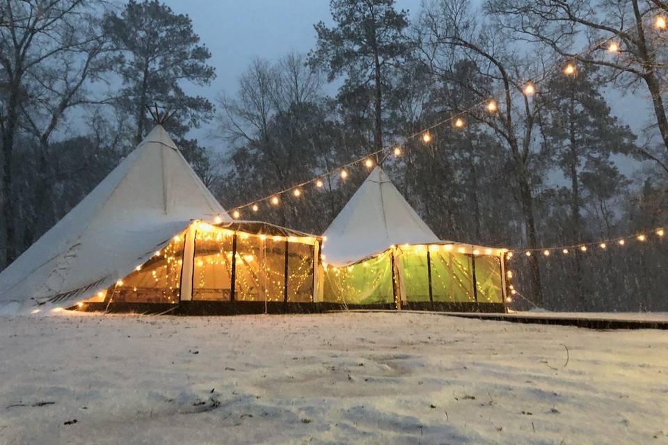 Tipis in the snow!