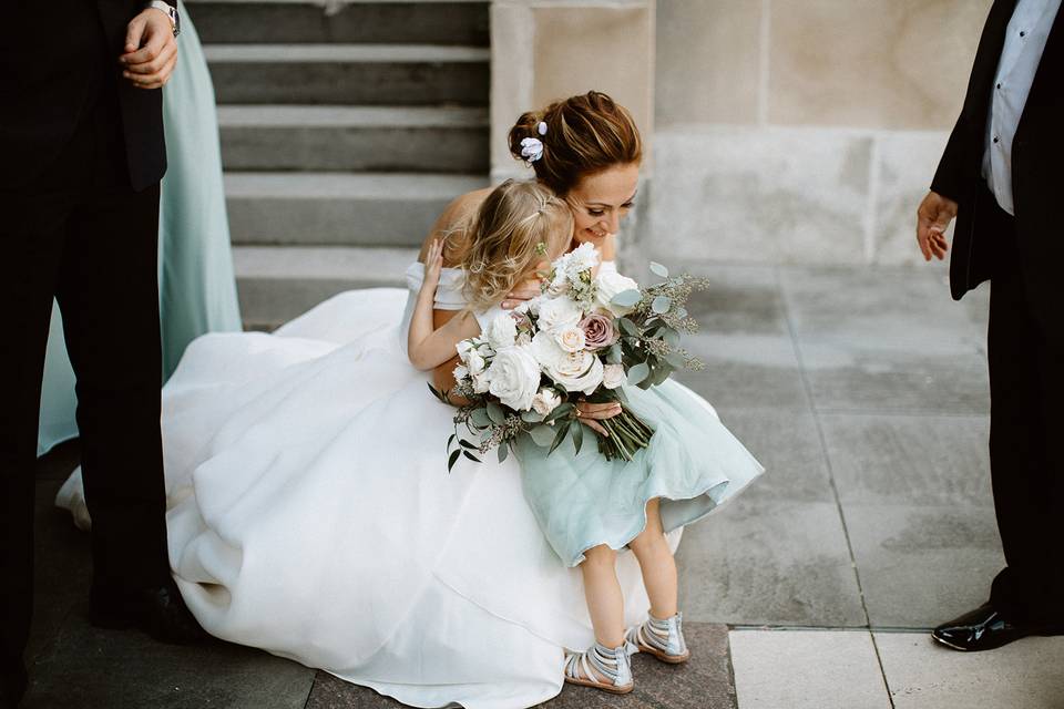 Flower girl hugs