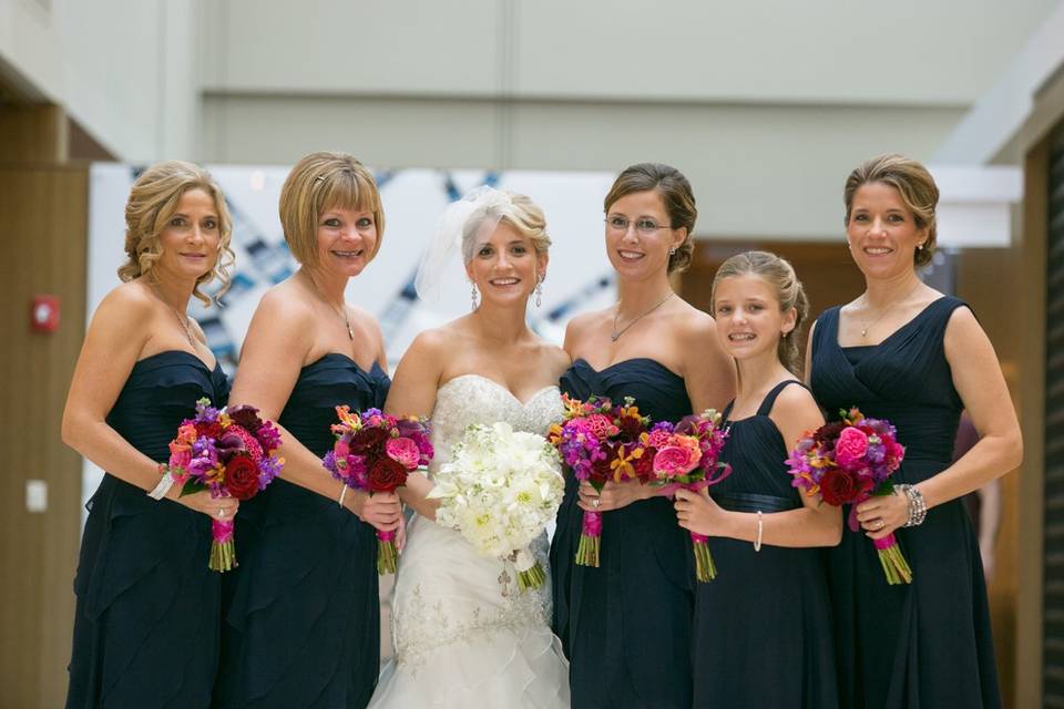 The bride with her bridesmaids