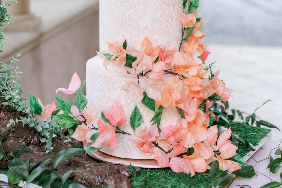 Wedding cake with floral decor