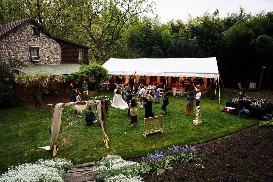 Backyard wedding reception