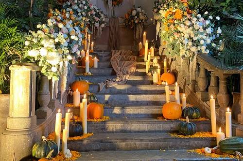 Romantic floral stairway
