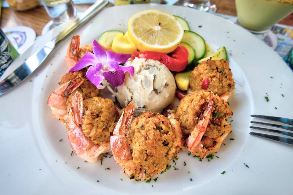 Blue crab stuffed shrimp