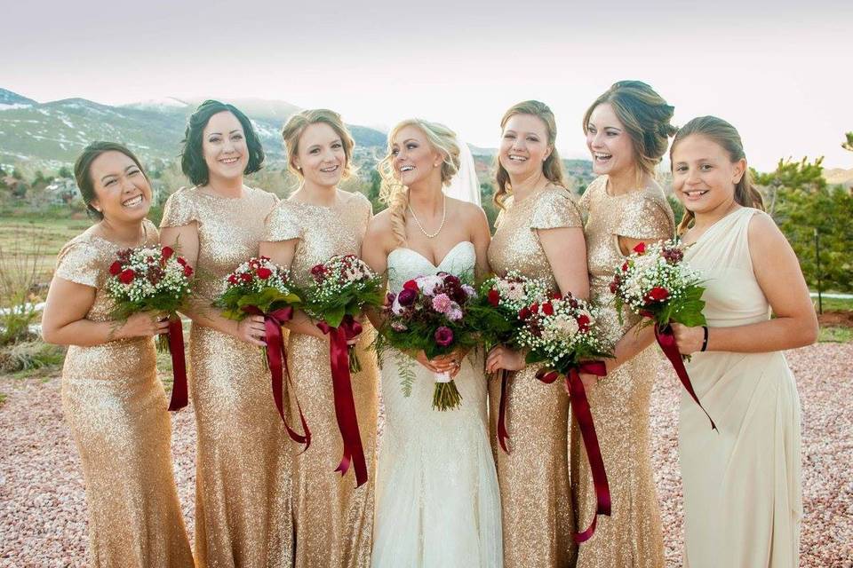 Bride and bridesmaids