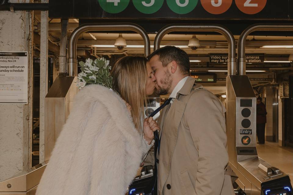 Kissing NYC Subway