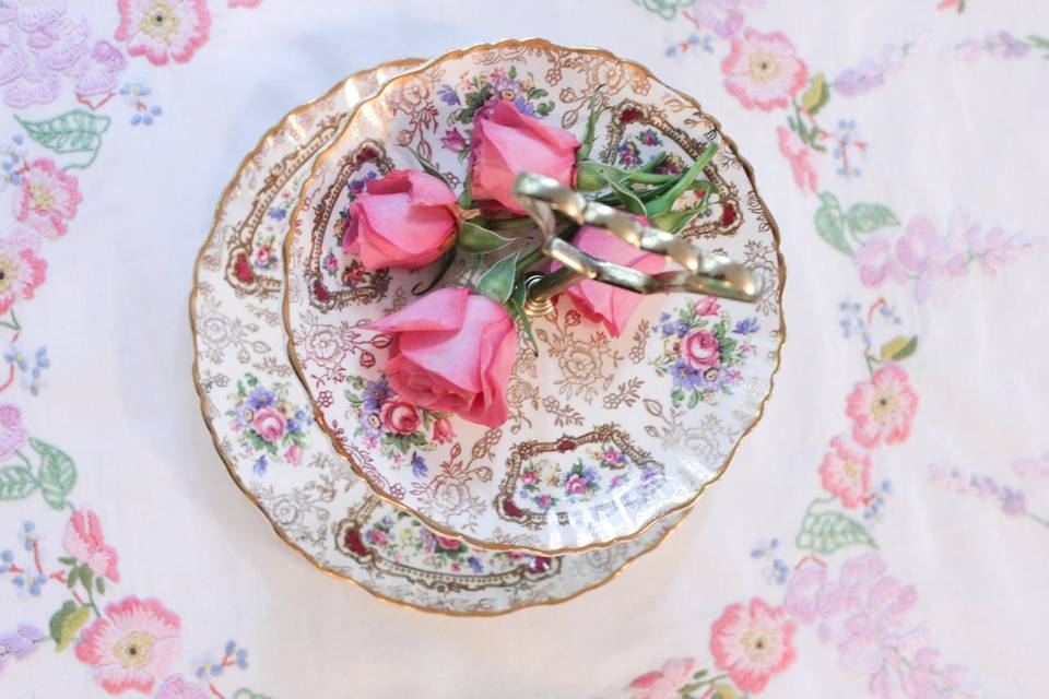 A two tier Cake stand from our collection of Fine China