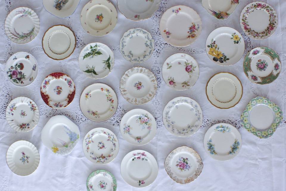 Delightful Vintage mismatched Fine China side plates to make dessert special