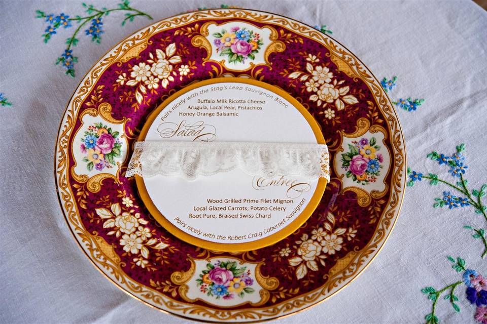 Beautiful stationary displayed on a vintage plate a match made in heaven.