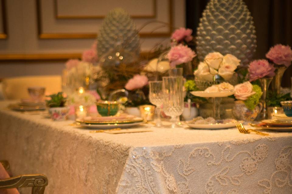 Long Draped Table Linens add grandeur to any table