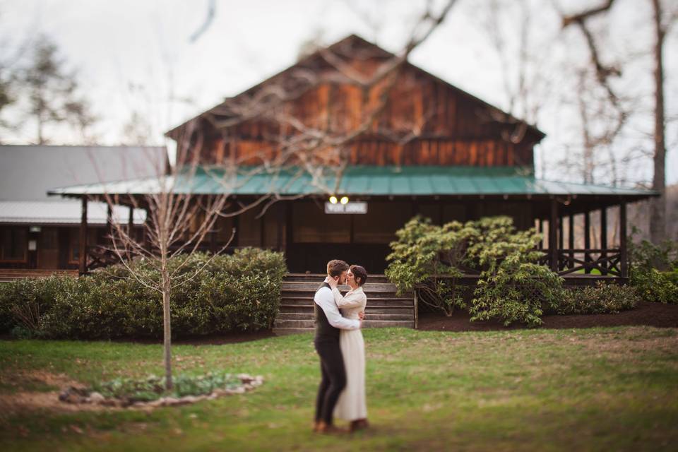 Couple in front of West Lodge