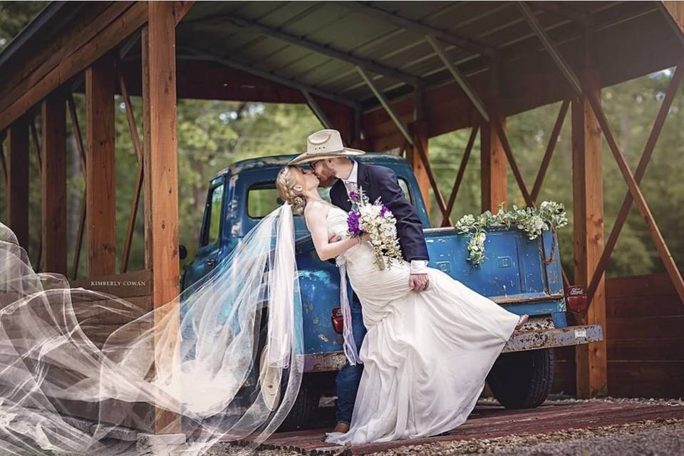 Vintage Covered Bridge Kiss